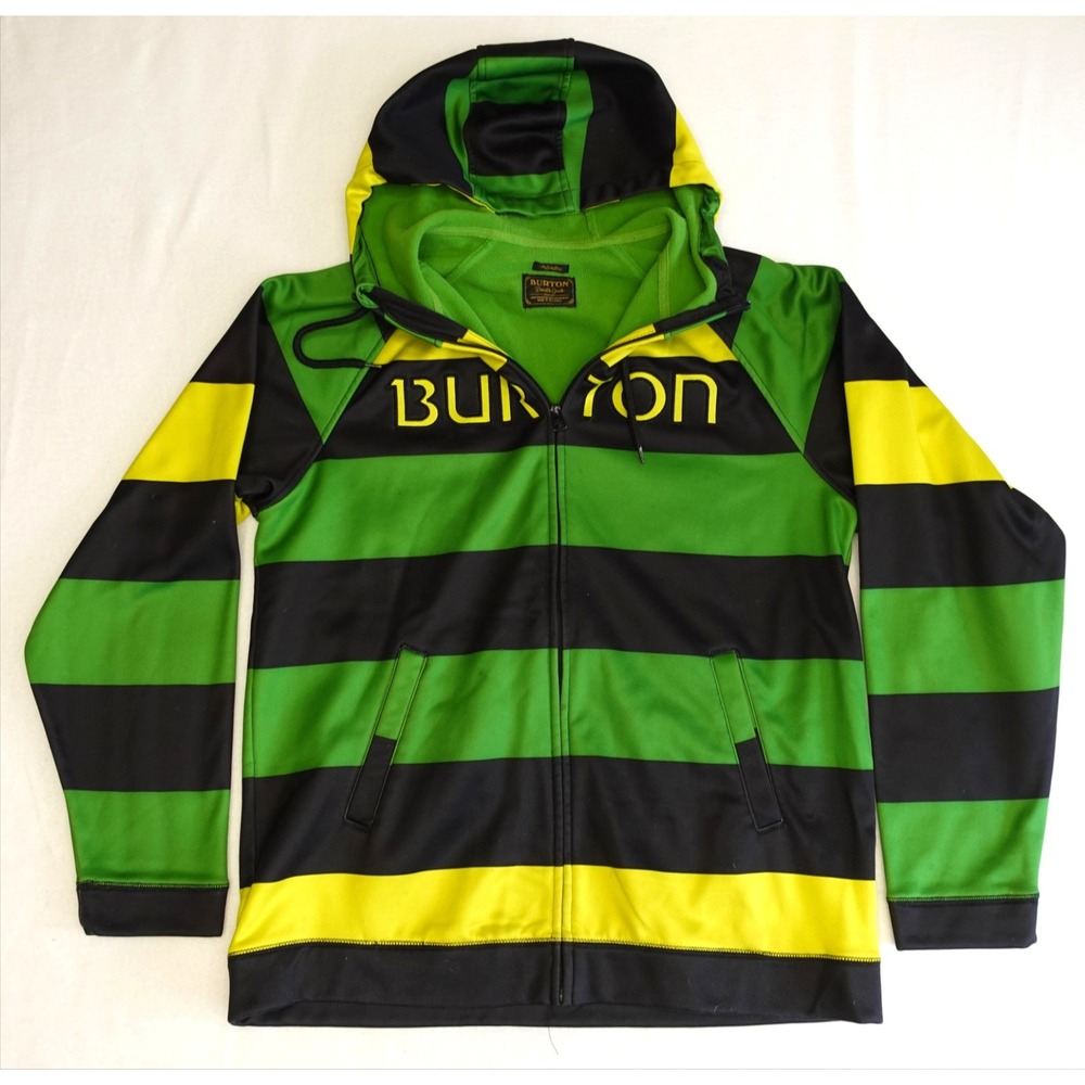 Burton Hoodie Mens XL Multicolor Striped Fleece Full Zip Hooded Logo Pockets